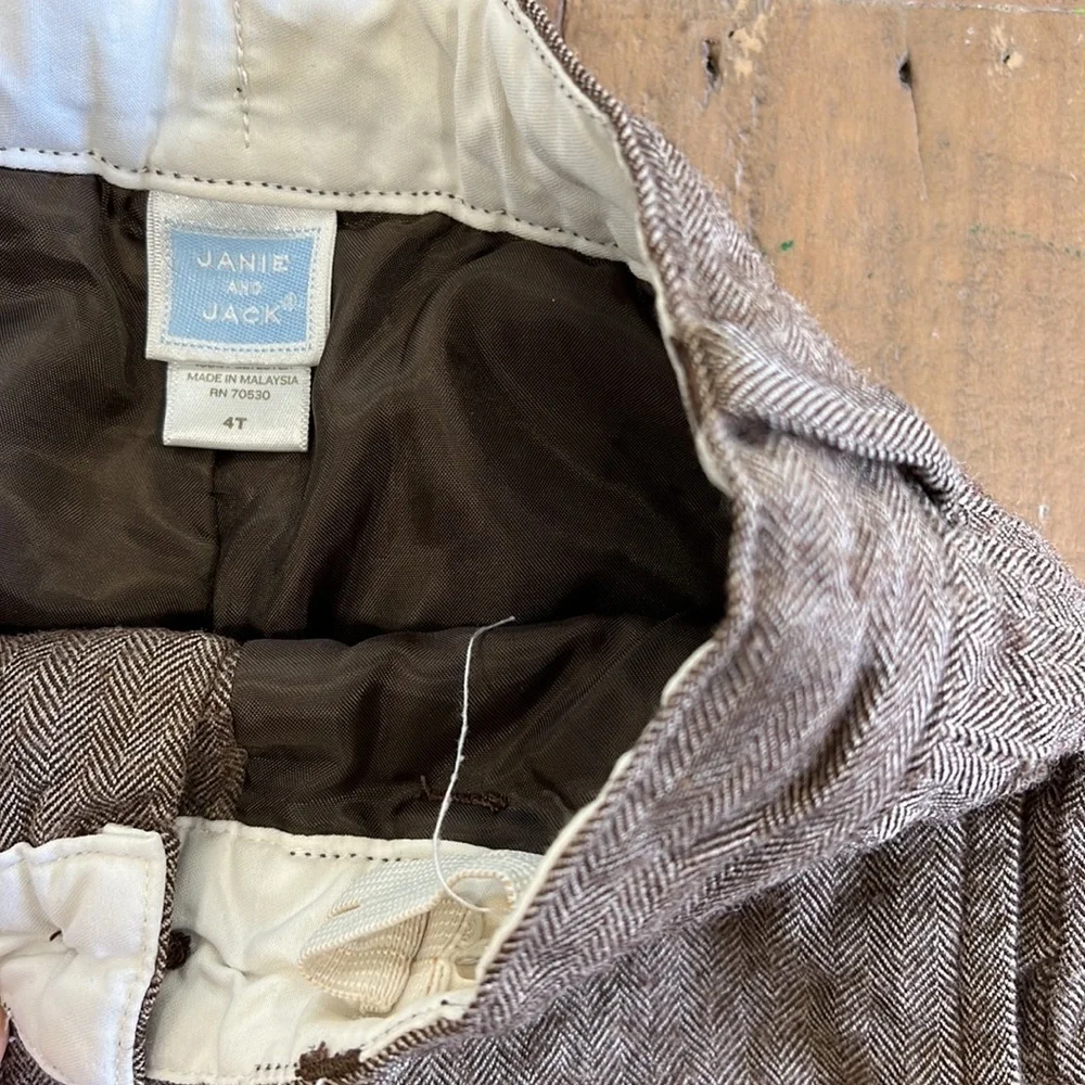Janie and jack brown herringbone wool blend pants